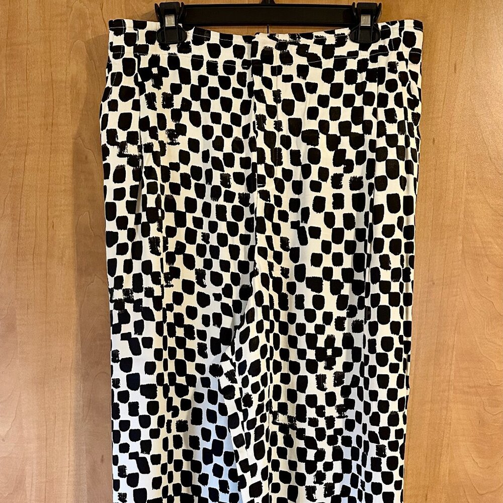 Anthropologie Black White Abstract Wide Leg Pants Size 14